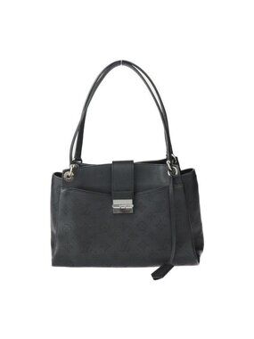 Louis Vuitton Svres Handbag Leather Black Silver Hardware Monogram